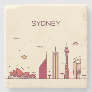 Sydney, Australia   Doodle Skyline Stone Coaster