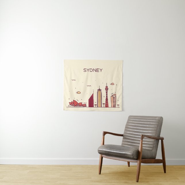 Sydney, Australia | Doodle Skyline Tapestry (In Situ (Horizontal))