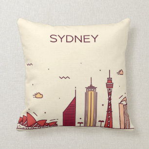 Sydney, Australia Doodle Skyline Throw Pillow