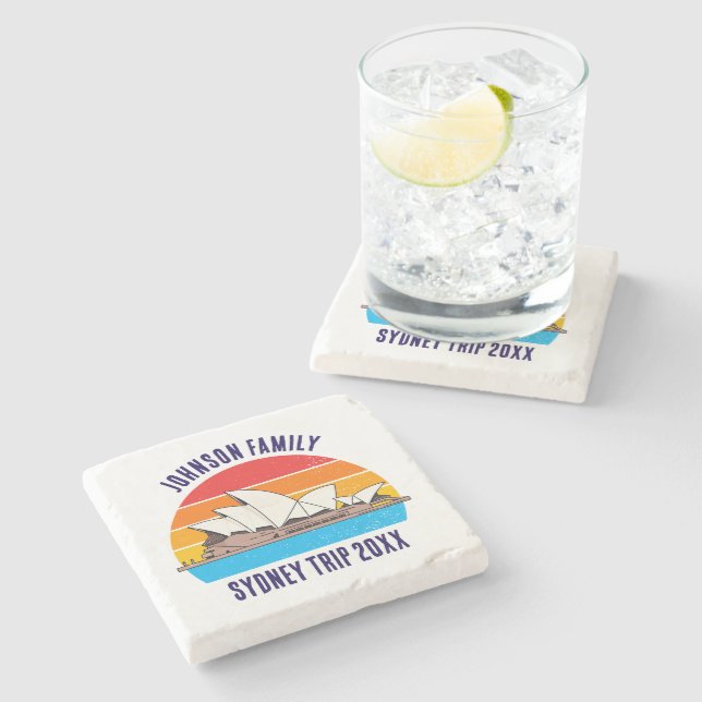 Sydney Australia Opera House Custom Keepsake Stone Coaster (Side)