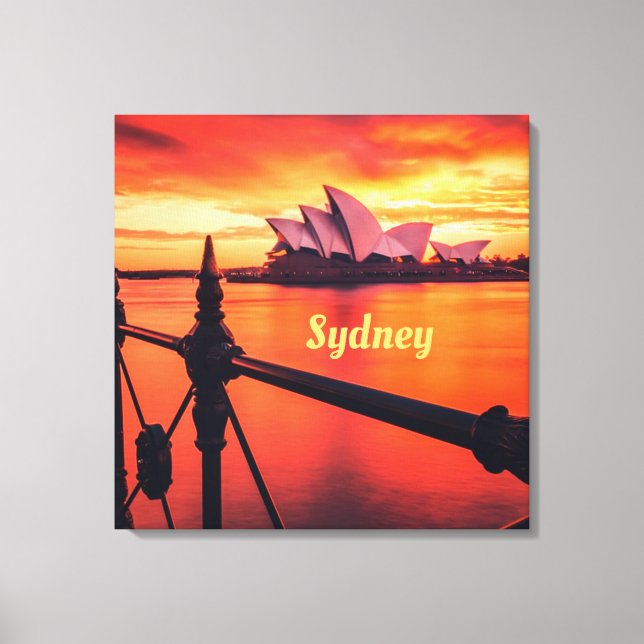 Sydney Australia Opera House Orange Sky Canvas Print (Front)