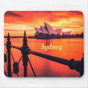 Sydney Australia Opera House Orange Sky Mouse Pad