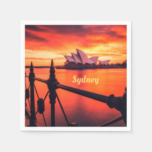Sydney Australia Opera House Orange Sky Napkin