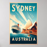 Sydney Australia Retro Travel Poster