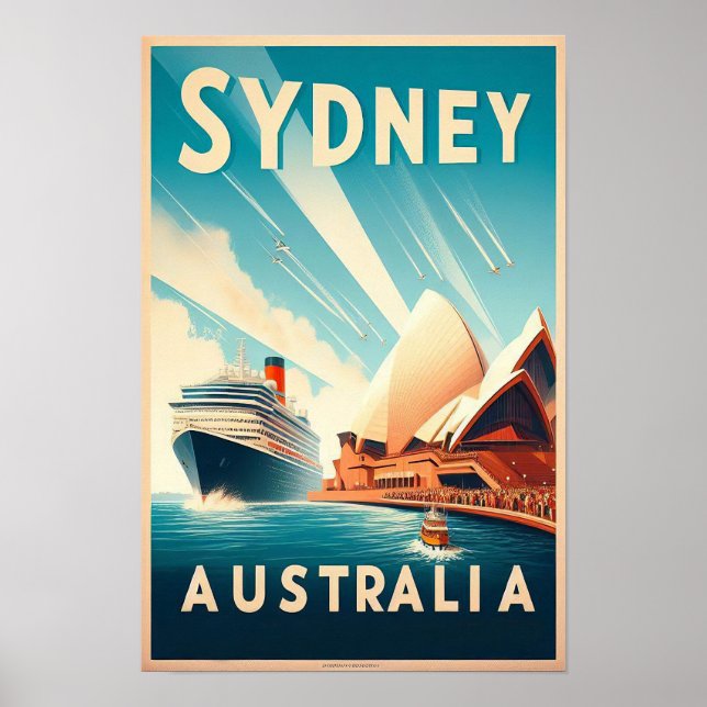 Sydney Australia Retro Travel Poster (Front)