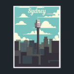 Sydney Australia Travel Art Vintage  Postcard<br><div class="desc">vintage,  retro,  travel,  modern,  watercolor,  classic,  Sydney,  Australia,  Opera House,  australian, </div>