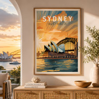 Sydney Australia Travel Art Vintage