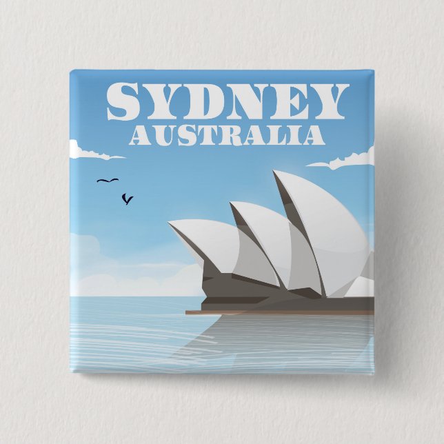 Sydney Australia Travel poster 2 Inch Square Button (Front)