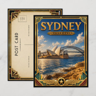 Sydney Australia Vintage Opera House Art Deco Postcard