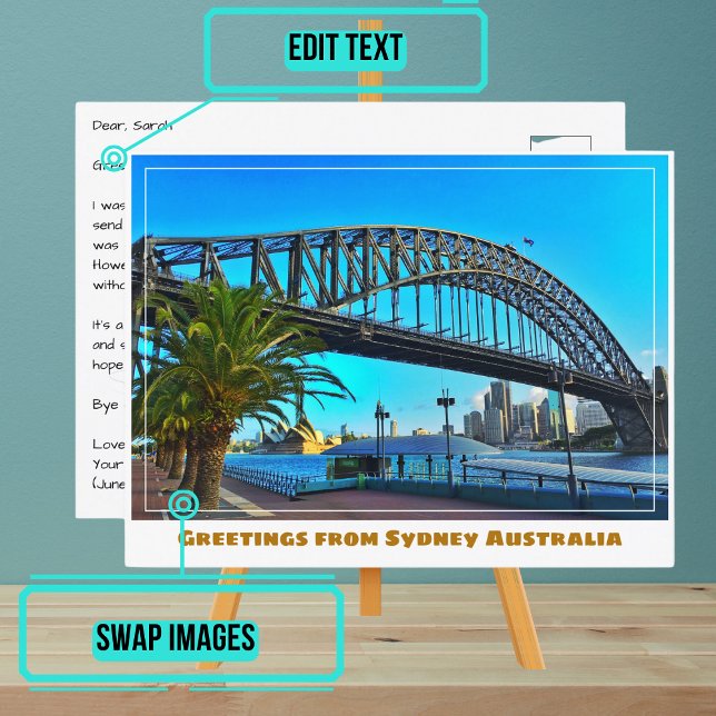 Sydney Australia with Bridge and Opera House Postcard (Please enjoy our design and see the others in the collection.)