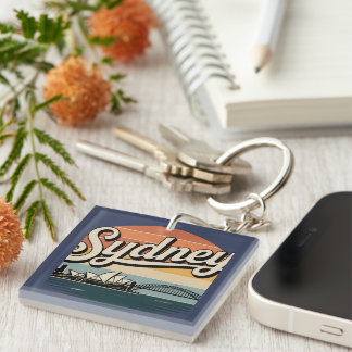 Sydney Australian Retro Sunset  Keychain