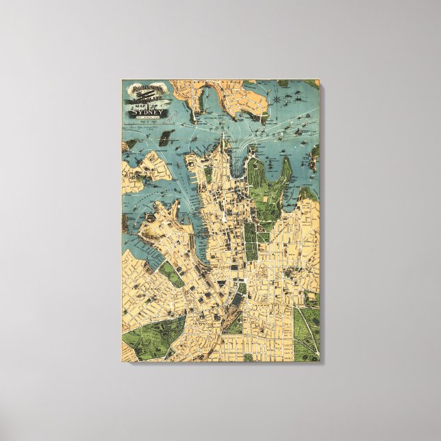 Sydney, AustraliaPanoramic Map Canvas Print (Front)
