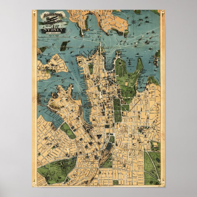 Sydney, AustraliaPanoramic Map Poster (Front)