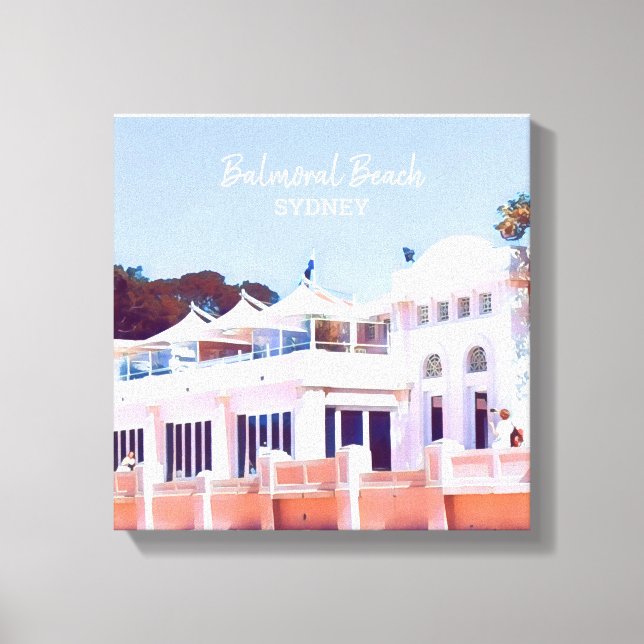 Sydney Balmoral Beach retro Bathers Pavillion Canvas Print (Front)