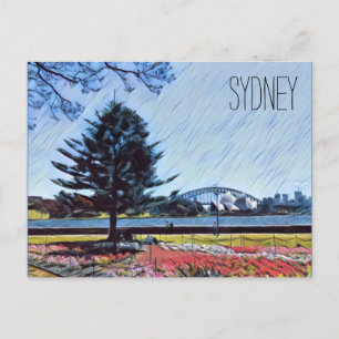 sydney botanic gardens view postcard