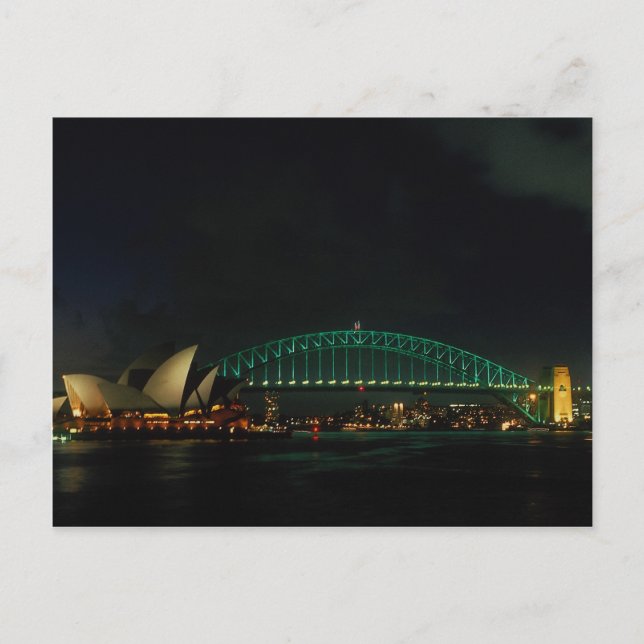 Sydney Bridge and Opera House at night, Australia Postcard (Front)