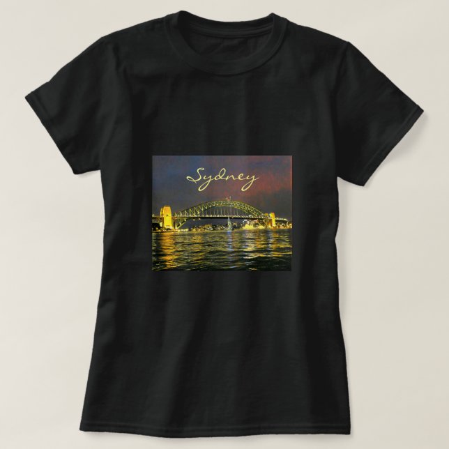 Sydney by night Harbour Bridge Australia travel T-Shirt (Design Front)