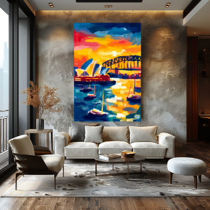 Sydney Fauvist Cityscape – Opera House Harbour Poster
