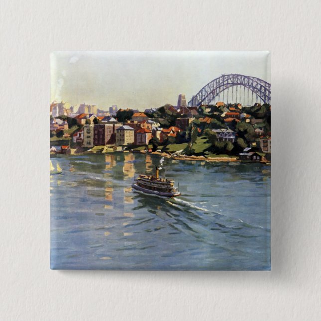 Sydney Harbor Australia 2 Inch Square Button (Front)