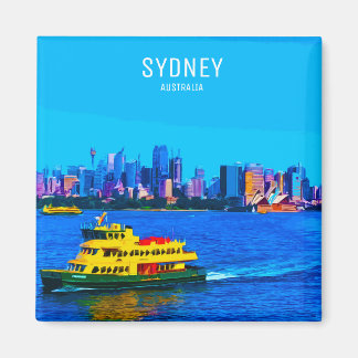 Sydney Harbor Vintage Travel Art Magent Magnet