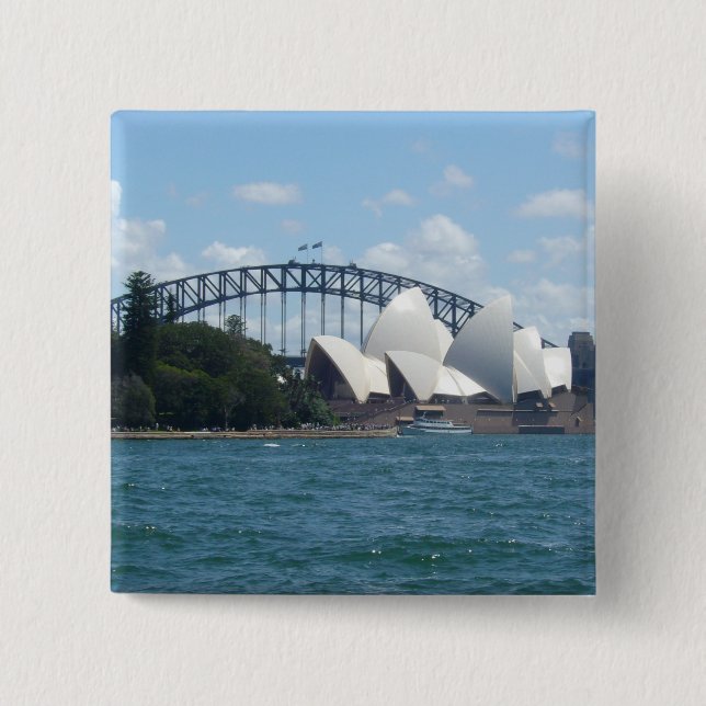 sydney harbour 2 inch square button (Front)