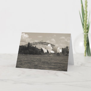 sydney harbour black white card