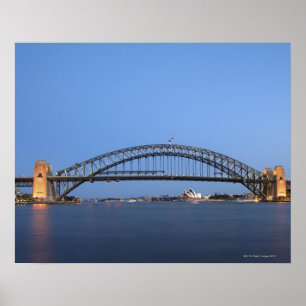 Sydney Harbour Bridge and Opera House at dusk Poster