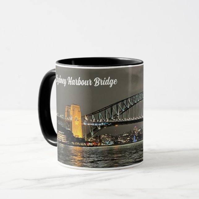 Sydney Harbour Bridge by Night, Australia, Photo Mug (Front Left)
