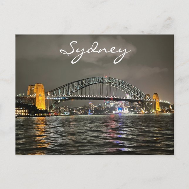 Sydney Harbour Bridge by Night, Australia, Photo Postcard (Front)