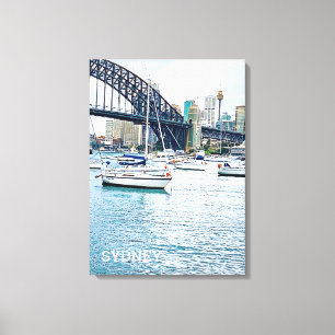 Sydney Harbour Bridge with yachts Canvas Print