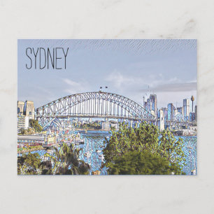sydney harbour styled postcard