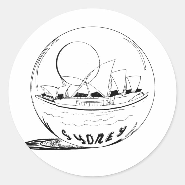 Sydney in a glass globe classic round sticker (Front)