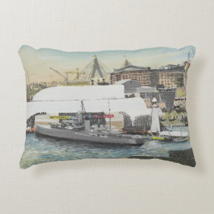 Sydney Maritime Museum from Hotel Balcony. 1998 Accent Pillow