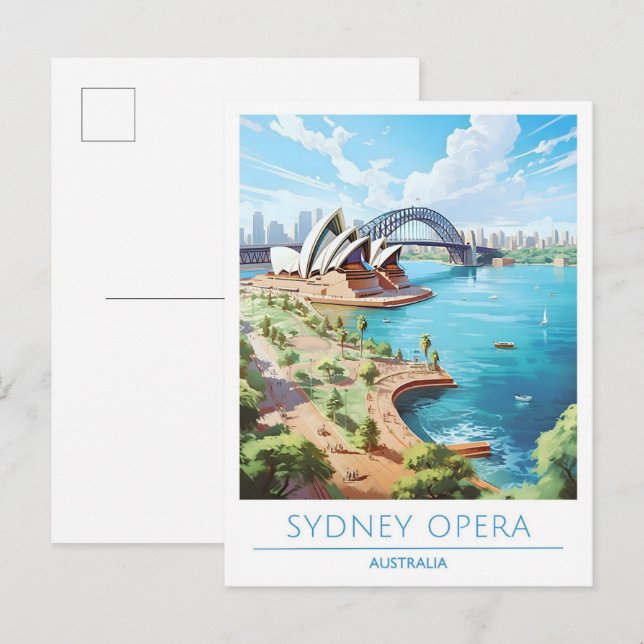 Sydney Opera Australia Art Vintage Travel  Postcard (Front/Back)