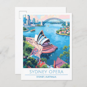 Sydney Opera Australia Art Vintage Travel Postcard