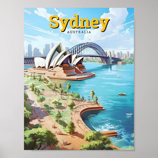 Sydney Opera Australia Art Vintage Travel  Poster (Front)