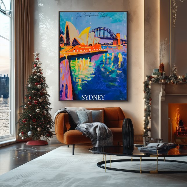 Sydney Opera House and Harbour Bridge in Fauvist  Poster (Creator Uploaded)