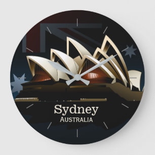 Sydney opera house at night large clock