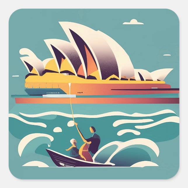 Sydney Opera House Australia painting souvenir Square Sticker (Front)