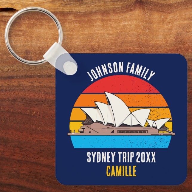 Sydney Opera House Australia Trip Custom Blue Keychain (Front)