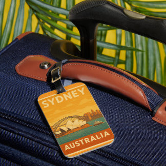 Sydney Opera House & Harbour Bridge Retro Luggage Tag