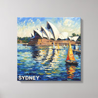 Sydney Opera House Harbour Sailing Stretched Canva
