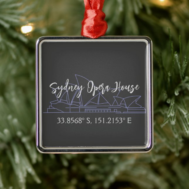 Sydney Opera House Latitude  Longitude  Metal Ornament (Tree)