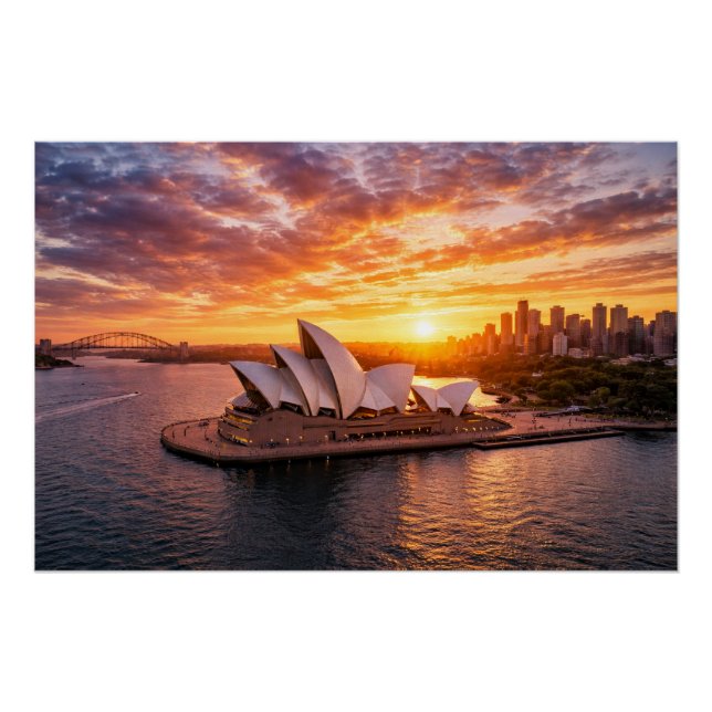Sydney Opera House Sunset Aerial Photography Poster (Front)