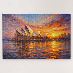 Sydney Opera House Sunset Knife Oil Painting Jigsaw Puzzle