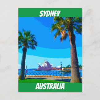 Sydney Opera House Vintage Travel Art Postcard