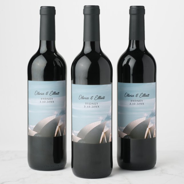 Sydney Opera House Wedding Personalized Wine Label (Bottles)