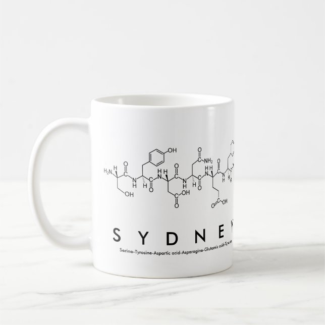 Sydney peptide name mug (Left)