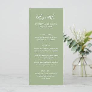 Sydney Sage Green Modern Wedding Menu