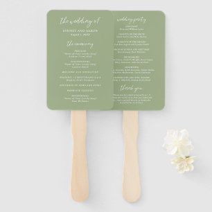 Sydney Sage Green Modern Wedding Program Hand Fan